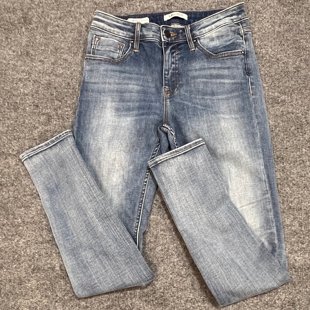 Vigoss Marley Skinny Jeans Women 26 Blue Mid Rise Faded Stretch Denim